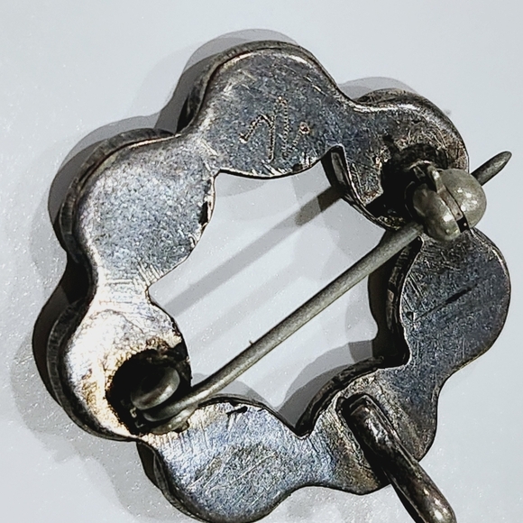 Zuni Turquoise Petit Point and Silver Pin, Pendant 1930s- 1940s - Picture 4 of 7